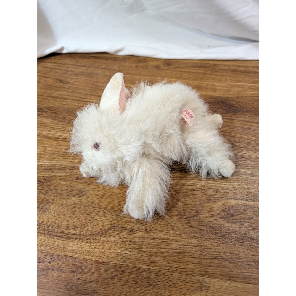 Vtge Boopsie Russ Berrie White Floopy Bunny 8" Red Eyes Realistic
